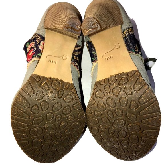 Terra Plana Vegan Anthropologie Boho Multicolor Suede Fabric Heel Booties 6-6.5 - Picture 7 of 12